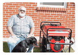 Robert Fuller and Abby maintain comfort and convenience during power outages by operating needed appliances with a GEN-PRO backup power generator from WFEC.
